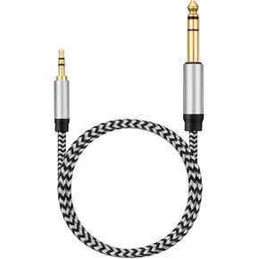 6.35mm 1/4" Male to 3.5mm 1/8" Male TRS Stereo Audio Cable 25ft 3.5mm to 6.35mm Audio Cable Compatible for Guitar, Piano, Amplifiers, Home Theater Devices, or Mixing Console