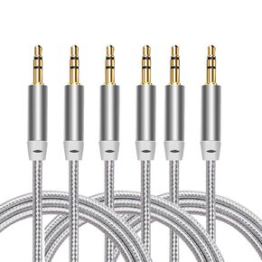 3.5mm Nylon Braided Stereo Audio Cable,(3 Pack) 4.9ft/1.5m Male to Male Aux Cord Audio Cord Compatible iPhones, iPads and Other 3.5mm DC Plug Port Device (Black)