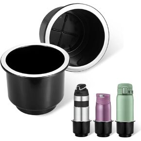 Pack-4 Car Cup Holder, Plastic Drink Holder, Waterproof Tea Cup Base Decoration, Cup Holder Inserts, Cup Coaster Replacement, Universal for Most Cars,Trucks, SUVs (Black)