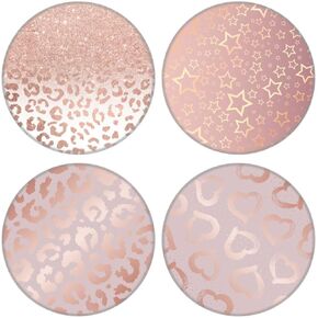 Junddla（4 Pack） Cellphone Stand,Cell Phone Finger Foldable Holder Grip for Smartphones and Tablets - Rose Gold Leopard Heart Marble, HOUJ-43