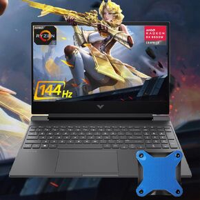 HP Victus Ryzen 5 Gaming Laptop, 15.6 FHD 144Hz, Ryzen 5 7535HS (Beats Intel i5-13420H), AMD Radeon RX 6550M (Beats NVIDIA GeForce RTX 3050), 32GB RAM, 1TB SSD, W11H, with 512GB External SSD Bundle