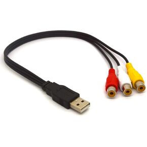 USB to RCA Cable USB 2.0 Male to 3 RCA Female Jack Splitter Audio Video AV Composite Adapter Cord for TV PC HDD DVR (30cm)