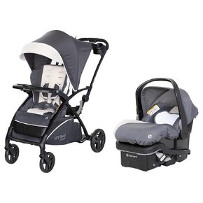 Baby Trend Sit N' Stand 5-in-1 Shopper Stroller w/Canopy & Storage Basket & EZ-Lift Plus Lightweight Infant Car Seat w/Cozy Cover & Base, Modern Khaki
