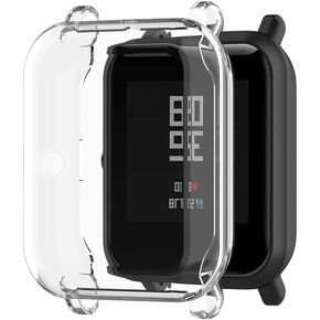 Screen Protector Case for Amazfit GTS 2 Mini/Bip U Pro Smart Watch, 2-Pack Soft TPU Ultra-Thin Full Face Cover Replacement Bumper Accessories for Amazfit GTS 2 Mini/Bip U Pro, Silver