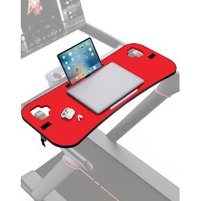 Treadmill Desk Attachment, Tread Tray Accessories Laptop Stand with Tablet Holder and Edge Protector Compatible with Peleton,Treadmill Workstation for Home/Office Red