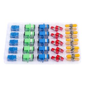 Fiber Optic Couplers Kit for SC/UPC, SC/APC, ST, LC,FC Cables Adapter, 5 Styles with 50pcs Fiber Optic Adapter Couplers for Single-Mode & Multi-Mode