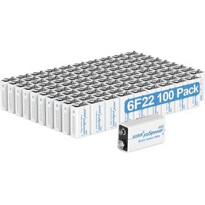 9V Batteries 9V Super Heavy-Duty Battery 6F22 Mn1604 Carbon Zinc Battery for Smoke Alarms Smoke Detector 100 Count (Pack of 1)