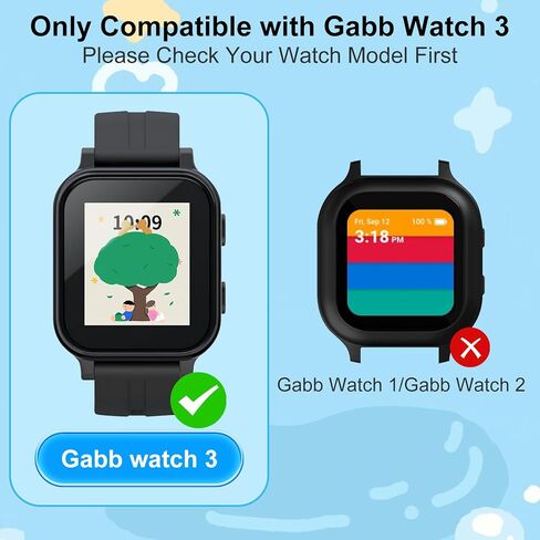 Case for Gabb Watch 3 with Screen Protector, Hard PC Overall Protective Bumper Tempered Glass Cover Accessories for Gabb Kids Watch 3 Accessorie for Boys Girls (Pink/Purple/Green/Rainbow) in Saudi Arabia