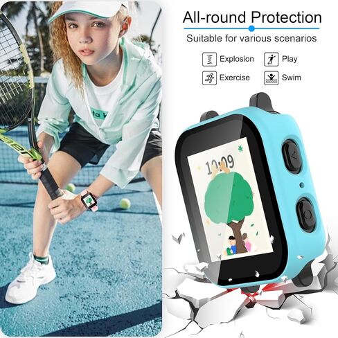 Case for Gabb Watch 3 with Screen Protector, Hard PC Overall Protective Bumper Tempered Glass Cover Accessories for Gabb Kids Watch 3 Accessorie for Boys Girls (Pink/Purple/Green/Rainbow) in Saudi Arabia
