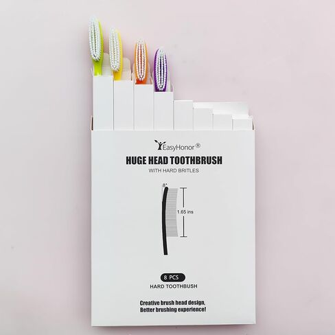 فرشاة أسنان برأس ضخمة من إيزي أونور، فرشاة أسنان متوسطة ناعمة للبالغين، فرشاة أسنان فحمية (شعيرات الفحم، 8 عبوات). in Kuwait