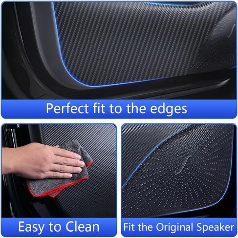 LUNQIN Car Door Anti Kick Pad for Tesla Model 3 2017 2018 2019 2020 2021 2022 2023 Accessories Carbon Fiber Style Leather Sticker Door Sill Protector Cover Edge Guard Side Mat Interior Dirty Stickers in Saudi Arabia