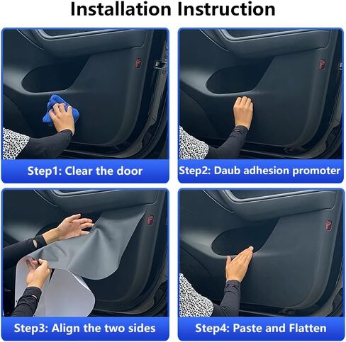 LUNQIN Car Door Anti Kick Pad for Tesla Model 3 2017 2018 2019 2020 2021 2022 2023 Accessories Carbon Fiber Style Leather Sticker Door Sill Protector Cover Edge Guard Side Mat Interior Dirty Stickers in Saudi Arabia