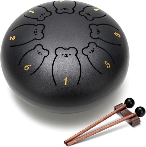CAHAYA Steel Tongue Drum 6-Inch: 8 Notes Steel Hand Drum with Music Book Drum Mallets Finger Paddles and Carry Bag for Kids Gift Musical Education Meditation Blue CY00372-1 in Kuwait