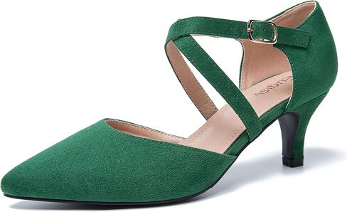 Women's Low Kitten Heels Pointed Toe Pumps Cross Strap Closed Toe D'Orsay Dress Wedding Bridal Party Office Shoes in Saudi Arabia