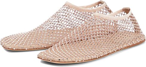 Crystal-Embellished Mesh Flats Square Toe Rhinestone Ballet Flat Slip On Ballerina Shoes Comfort Casual Glitter Flat Shoe for Woman in Saudi Arabia