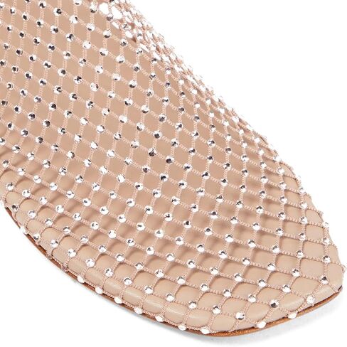 Crystal-Embellished Mesh Flats Square Toe Rhinestone Ballet Flat Slip On Ballerina Shoes Comfort Casual Glitter Flat Shoe for Woman in Saudi Arabia