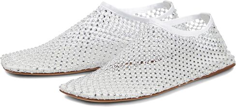 Crystal-Embellished Mesh Flats Square Toe Rhinestone Ballet Flat Slip On Ballerina Shoes Comfort Casual Glitter Flat Shoe for Woman in Saudi Arabia
