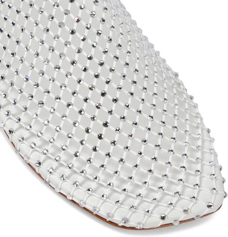 Crystal-Embellished Mesh Flats Square Toe Rhinestone Ballet Flat Slip On Ballerina Shoes Comfort Casual Glitter Flat Shoe for Woman in Saudi Arabia
