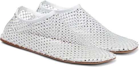 Crystal-Embellished Mesh Flats Square Toe Rhinestone Ballet Flat Slip On Ballerina Shoes Comfort Casual Glitter Flat Shoe for Woman in Saudi Arabia