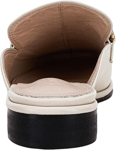 حذاء نسائي مسطح من Ermonn مزود بسلسلة ومقدمة مربعة من الجلد الصناعي بدون ظهر سهل الارتداء باللون الأبيض مقاس 7 in Kuwait