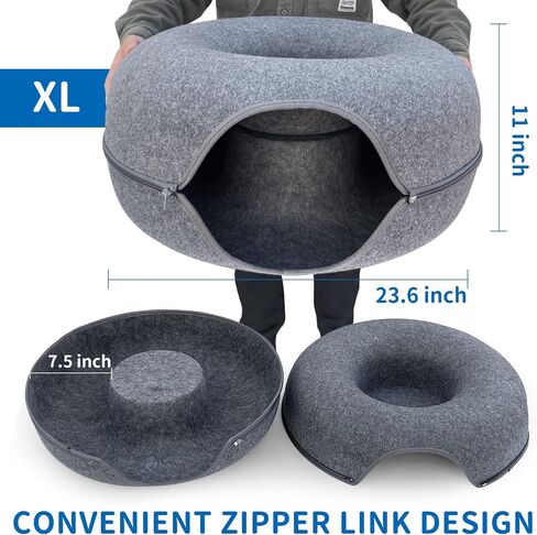 Cat Donut Tunnel, Cat House for Pet Cat Cave Bed, Detachable Round Felt & Washable Interior Cat Cave in Saudi Arabia