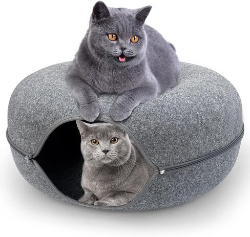 Cat Donut Tunnel, Cat House for Pet Cat Cave Bed, Detachable Round Felt & Washable Interior Cat Cave in Saudi Arabia