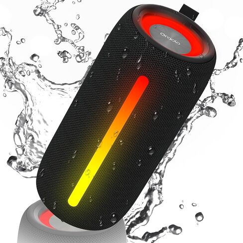 مكبرات صوت بلوتوث محمولة من Oraolo، مكبر صوت لاسلكي مع صوت ستيريو عالي 24 وات، مصابيح RGB، بلوتوث 5.4، دعم بطاقة AUX/TF، اقتران TWS، ميكروفون مدمج، مكبر صوت خارجي للحفلات والشاطئ والتخييم in Kuwait
