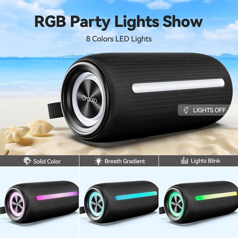 مكبرات صوت بلوتوث محمولة من Oraolo، مكبر صوت لاسلكي مع صوت ستيريو عالي 24 وات، مصابيح RGB، بلوتوث 5.4، دعم بطاقة AUX/TF، اقتران TWS، ميكروفون مدمج، مكبر صوت خارجي للحفلات والشاطئ والتخييم in Kuwait
