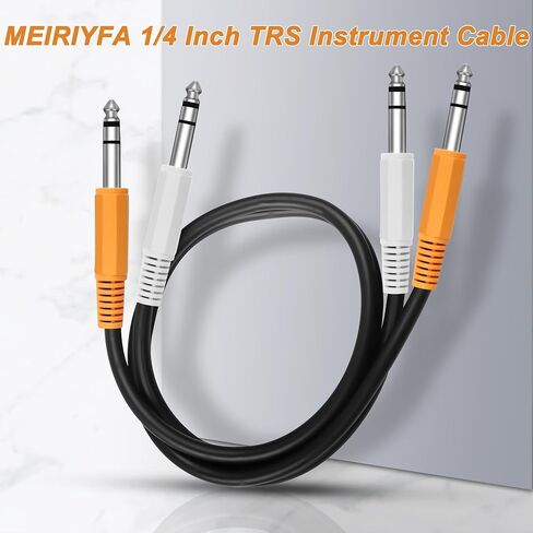 MEIRIYFA 1/4 Inch TRS Instrument Cable, Dual 6.35mm 1/4 inch TRS Male to Dual 6.35mm 1/4 inch TRS Male Stereo Balanced Audio Cable for Electric Guitar, Bass, Keyboard, Speaker - 0.5M in Saudi Arabia
