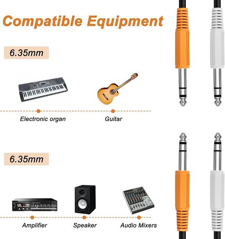 MEIRIYFA 1/4 Inch TRS Instrument Cable, Dual 6.35mm 1/4 inch TRS Male to Dual 6.35mm 1/4 inch TRS Male Stereo Balanced Audio Cable for Electric Guitar, Bass, Keyboard, Speaker - 0.5M in Saudi Arabia