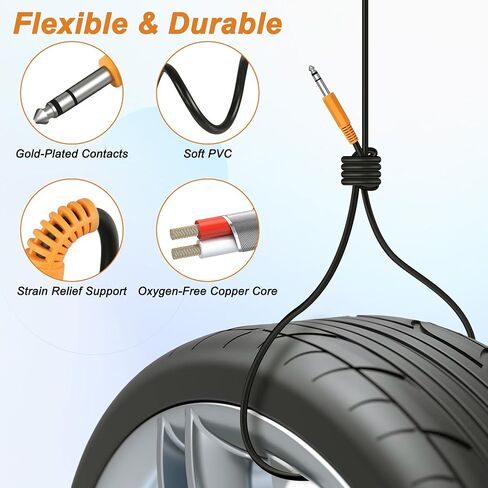 MEIRIYFA 1/4 Inch TRS Instrument Cable, Dual 6.35mm 1/4 inch TRS Male to Dual 6.35mm 1/4 inch TRS Male Stereo Balanced Audio Cable for Electric Guitar, Bass, Keyboard, Speaker - 0.5M in Saudi Arabia