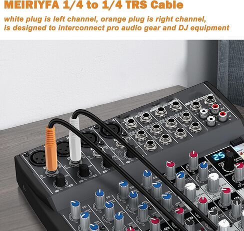 MEIRIYFA 1/4 Inch TRS Instrument Cable, Dual 6.35mm 1/4 inch TRS Male to Dual 6.35mm 1/4 inch TRS Male Stereo Balanced Audio Cable for Electric Guitar, Bass, Keyboard, Speaker - 0.5M in Saudi Arabia