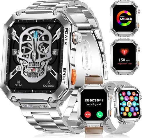 ساعات LIGE الذكية للرجال، ساعة ذكية عسكرية متوافقة مع iOS Android، أجهزة تتبع النشاط مع قياس ضغط الدم، أوضاع رياضية غنية/5ATM مقاومة للماء/مراقب معدل ضربات القلب 2024 in Kuwait