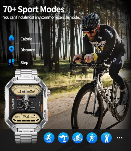 ساعات LIGE الذكية للرجال، ساعة ذكية عسكرية متوافقة مع iOS Android، أجهزة تتبع النشاط مع قياس ضغط الدم، أوضاع رياضية غنية/5ATM مقاومة للماء/مراقب معدل ضربات القلب 2024 in Kuwait