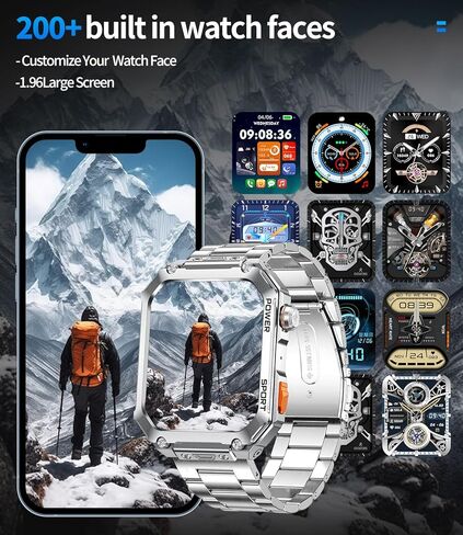 ساعات LIGE الذكية للرجال، ساعة ذكية عسكرية متوافقة مع iOS Android، أجهزة تتبع النشاط مع قياس ضغط الدم، أوضاع رياضية غنية/5ATM مقاومة للماء/مراقب معدل ضربات القلب 2024 in Kuwait
