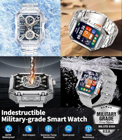 ساعات LIGE الذكية للرجال، ساعة ذكية عسكرية متوافقة مع iOS Android، أجهزة تتبع النشاط مع قياس ضغط الدم، أوضاع رياضية غنية/5ATM مقاومة للماء/مراقب معدل ضربات القلب 2024 in Kuwait