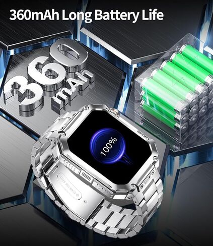 ساعات LIGE الذكية للرجال، ساعة ذكية عسكرية متوافقة مع iOS Android، أجهزة تتبع النشاط مع قياس ضغط الدم، أوضاع رياضية غنية/5ATM مقاومة للماء/مراقب معدل ضربات القلب 2024 in Kuwait