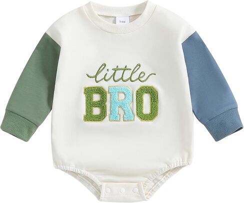 Lesimsam Sister and Brother Matching Outfits Toddler Baby Boy Girl Big Bro/Sis Little Bro/Sis Embroidery Sweatshirt Romper in Saudi Arabia