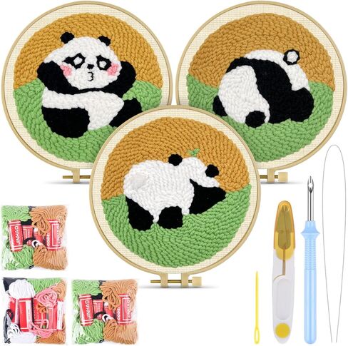 TINDTOP Embroidery Kit for Adult Beginners, 3 Sets Embroidery Stitch Practice kit Include Embroidery Cloth Hoops Threads for Craft Lover Hand Stitch in Saudi Arabia