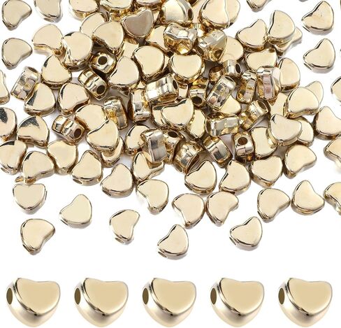 200 Pcs Silver Heart Beads for Bracelets Heart Shape Spacer Beads Small Hole Spacer Beads Heart Shaped DIY Beads for Making Bracelet Necklace Earring Accessories Handmade Charms(Silver) in Kuwait