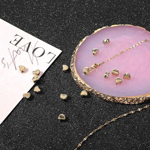 200 Pcs Silver Heart Beads for Bracelets Heart Shape Spacer Beads Small Hole Spacer Beads Heart Shaped DIY Beads for Making Bracelet Necklace Earring Accessories Handmade Charms(Silver) in Kuwait