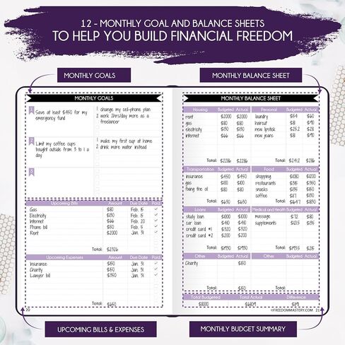 Financial Planner, Monthly Budget Planner and Monthly Bill Organizer - 12 Month Journey to Financial Freedom, Monthly Budget Book Planner, Money Saving Book a Budgeting Planner or Finance Planner in Saudi Arabia