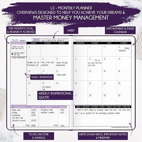 Financial Planner, Monthly Budget Planner and Monthly Bill Organizer - 12 Month Journey to Financial Freedom, Monthly Budget Book Planner, Money Saving Book a Budgeting Planner or Finance Planner in Saudi Arabia