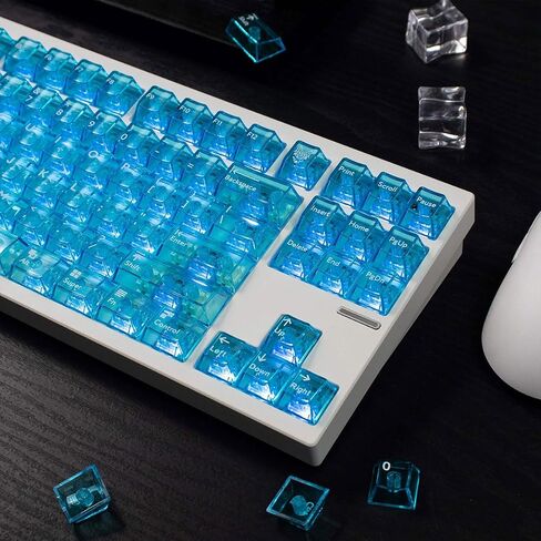 mintcaps كريستال واضح لوحة المفاتيح أغطية المفاتيح شفافة PC الكرز الشخصي الأزرق Keycap مجموعة 114 مفاتيح تألق من خلال غطاء مفتاح للوحة المفاتيح الميكانيكية Cherry Gateron Mx in Saudi Arabia