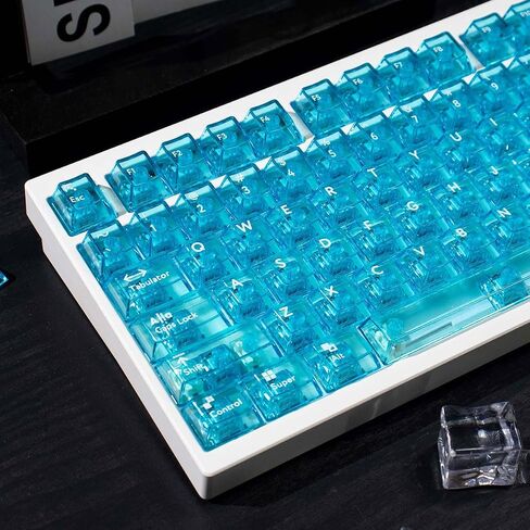 mintcaps كريستال واضح لوحة المفاتيح أغطية المفاتيح شفافة PC الكرز الشخصي الأزرق Keycap مجموعة 114 مفاتيح تألق من خلال غطاء مفتاح للوحة المفاتيح الميكانيكية Cherry Gateron Mx in Saudi Arabia