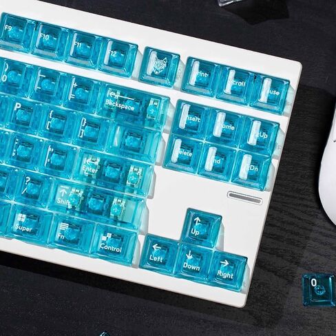 mintcaps كريستال واضح لوحة المفاتيح أغطية المفاتيح شفافة PC الكرز الشخصي الأزرق Keycap مجموعة 114 مفاتيح تألق من خلال غطاء مفتاح للوحة المفاتيح الميكانيكية Cherry Gateron Mx in Saudi Arabia