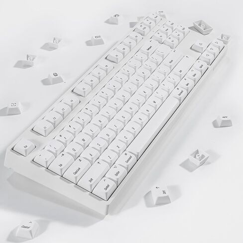 White Keycaps, Dye Sub PBT Keycaps 75 Percent, Custom Key caps XDA Profile Keycap Set, Not RGB Backlit for Mechanical Gaming Keyboards, Keycaps for 60%, 65%, 75%, 85%, TKL & Full Size Keyboards in Saudi Arabia