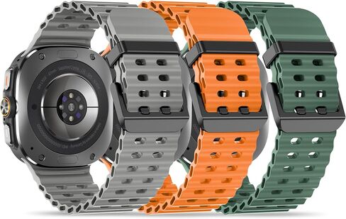 3 Pack Soft Sport Silicone Bands Compatible with Samsung Galaxy Watch Ultra 47mm Watch Bands, Adjustable Replacement Straps Fit for Galaxy Watch Ultra 47mm Women men in Saudi Arabia