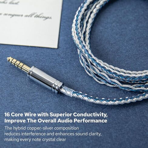 Linsoul Tripowin C-01 IEM Cable, 16 Core Hybrid Copper-Silver Earphone Cable, OFC and Silver-Plated Copper HiFi Replacement Cable for Wired Earbuds (2Pin, 4.4mm) in Saudi Arabia