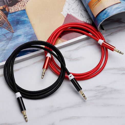 3.5mm Nylon Braided Stereo Audio Cable,(3 Pack) 4.9ft/1.5m Male to Male Aux Cord Audio Cord Compatible iPhones, iPads and Other 3.5mm DC Plug Port Device (Black) in Saudi Arabia